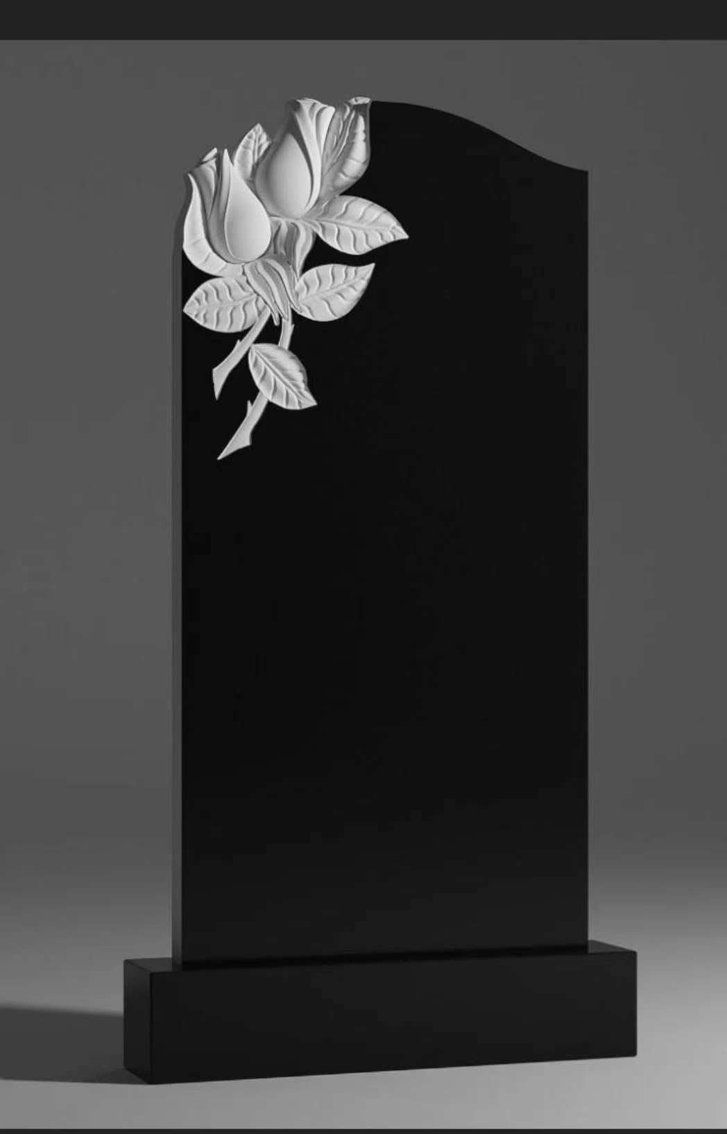 China Xingyan Rusia Gaya Rose Relief Black Granite Tombstone